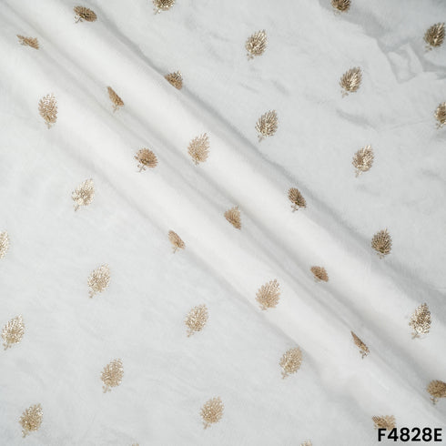 Zari Sequins Work Chinon Chiffon Fabric- F4828